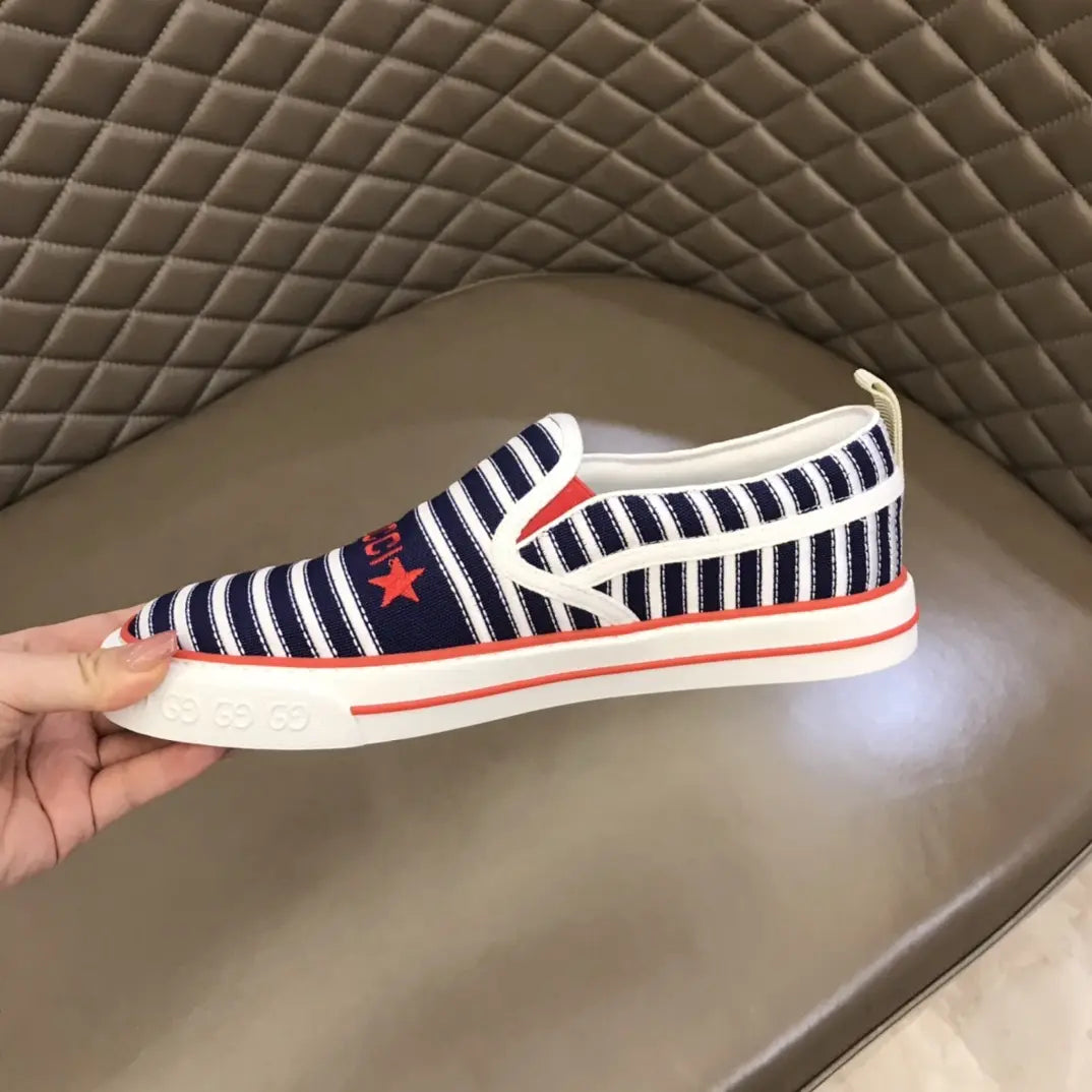 Gucci Striped Blue White Red Slip On Sneakers