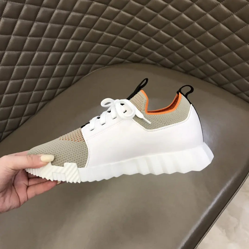 Hermes H White Beige Orange Sneakers