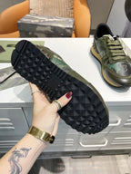 Valentino Rockrunner Green Black Camo Sneakers