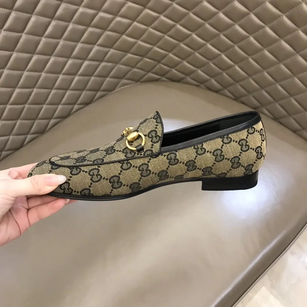 Gucci Horsebit Beige Brown GG Loafers