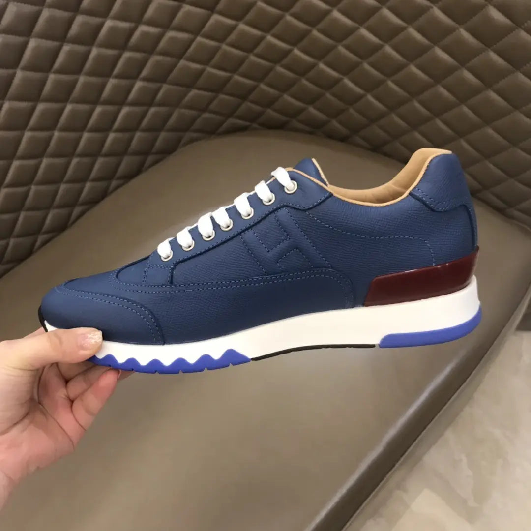 Hermès Paris Navy Blue Brown White Sneakers