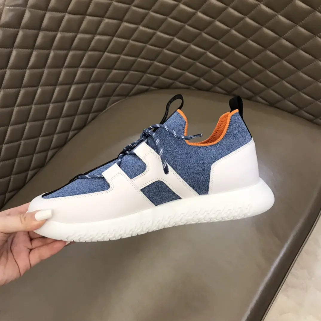Hermes Blue Denim White Black Sneakers
