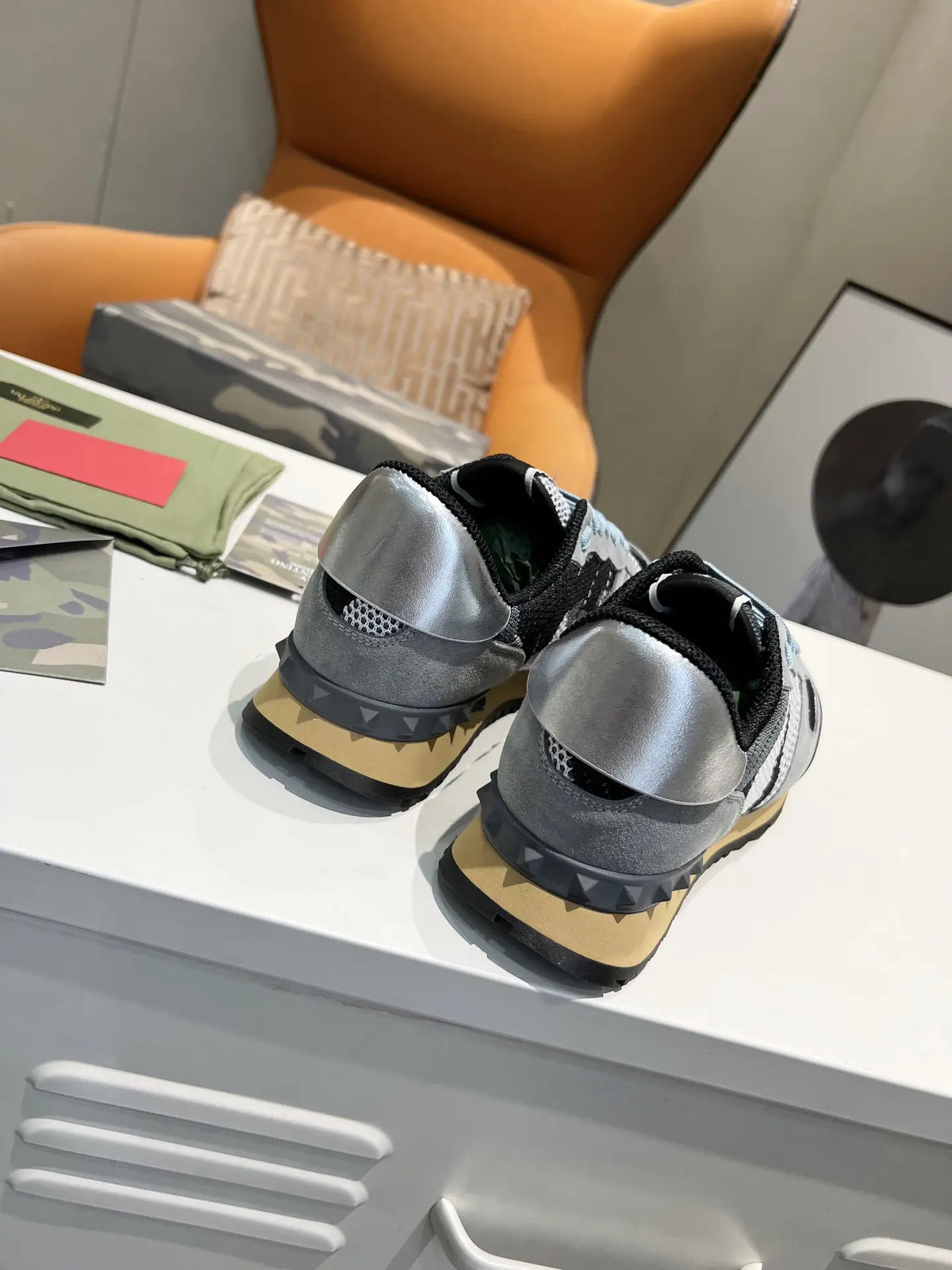Valentino Rockrunner Camo Grey Black Sneakers