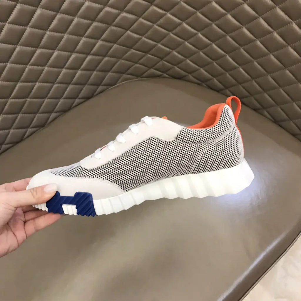 Hermes White Orange Blue Mesh Sneakers