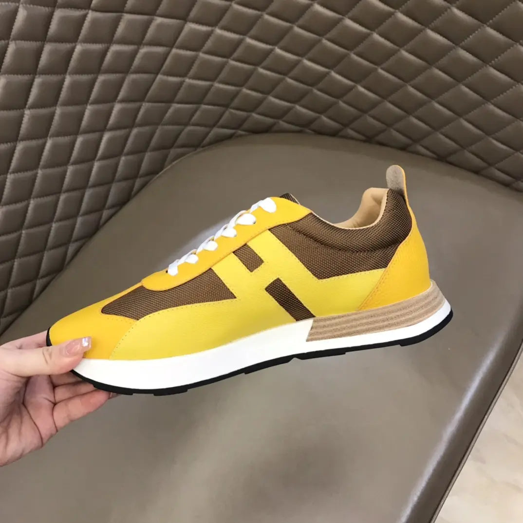 Hermes Yellow Brown Black White Sneakers