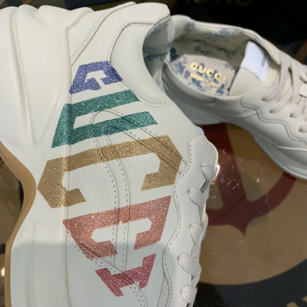 Gucci White Multicolor Logo Sneakers