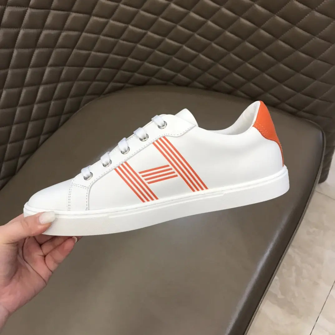 Hermès H White Orange Sneakers