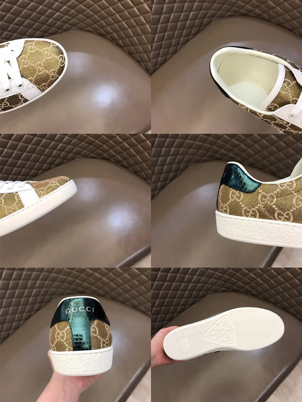 Gucci Ace Beige Brown Red White Sneakers