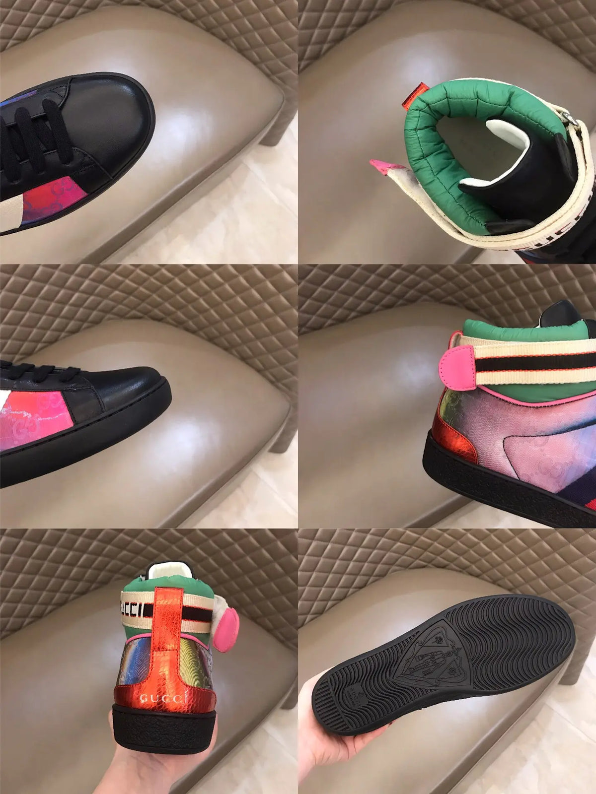 Gucci Web High Top Black Multicolor Sneakers