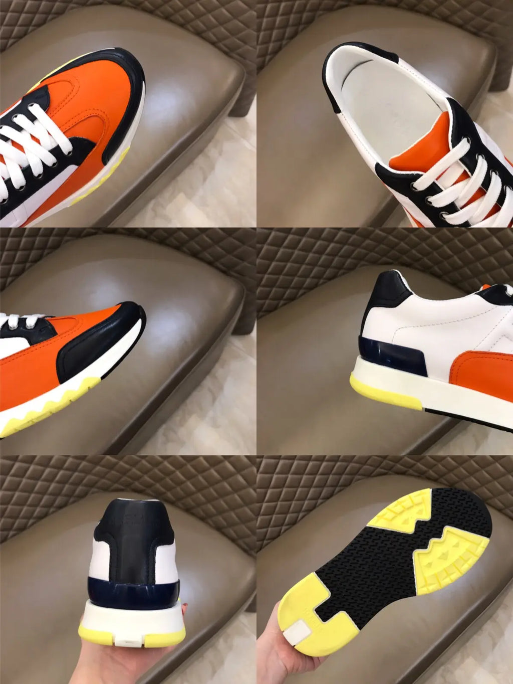 Hermes Bouncing Orange White Black Sneakers