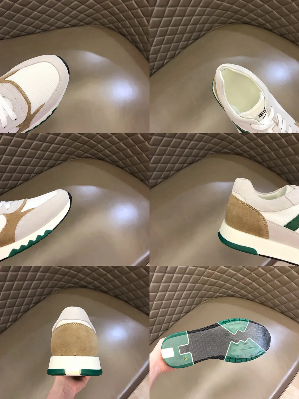 Hermes Paris White Green Beige Sneakers