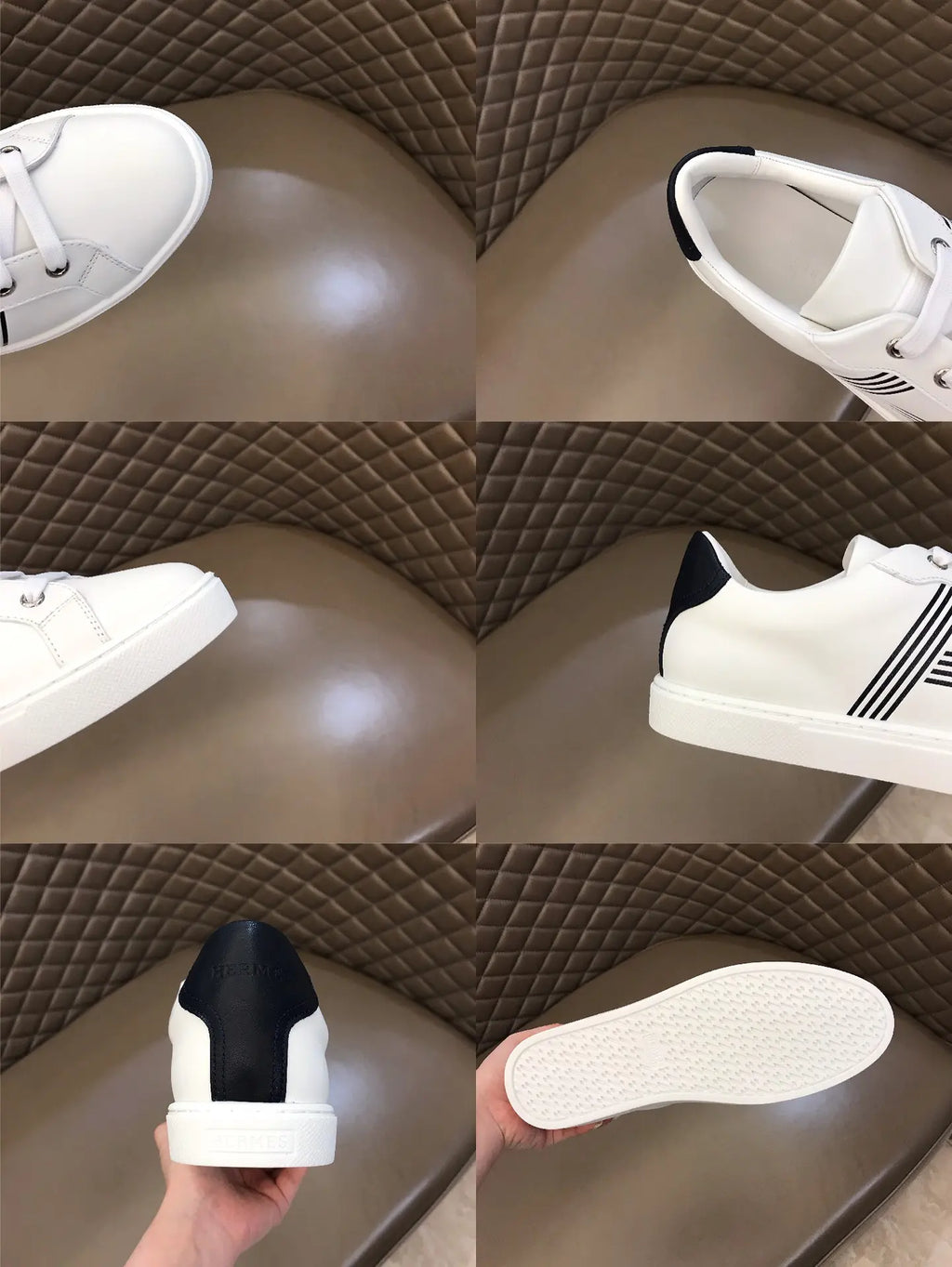 Hermes H Stripe White Black Sneakers