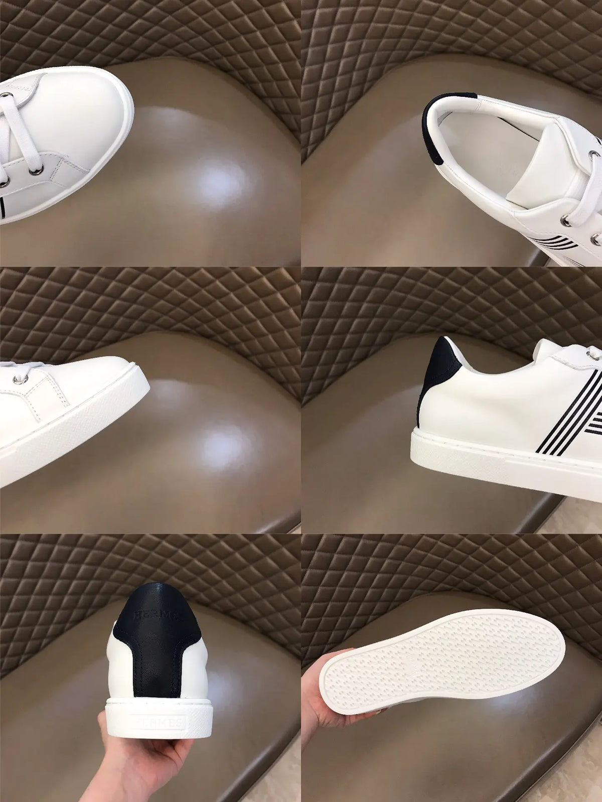 Hermes H Stripe White Black Sneakers
