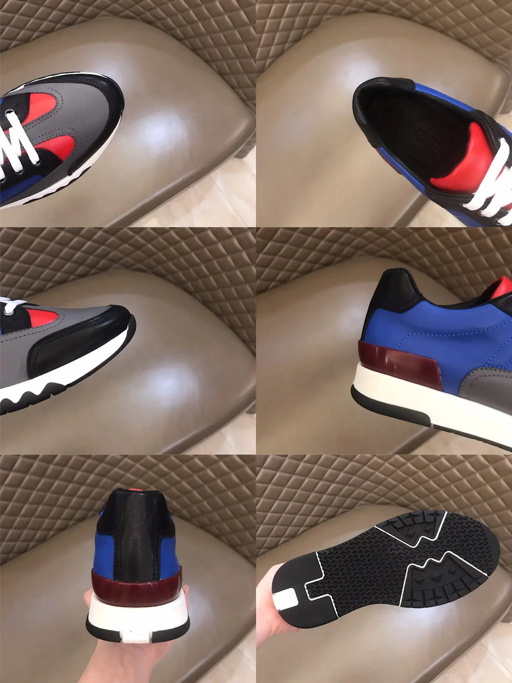 Hermes Blue Black Red Grey Sneakers