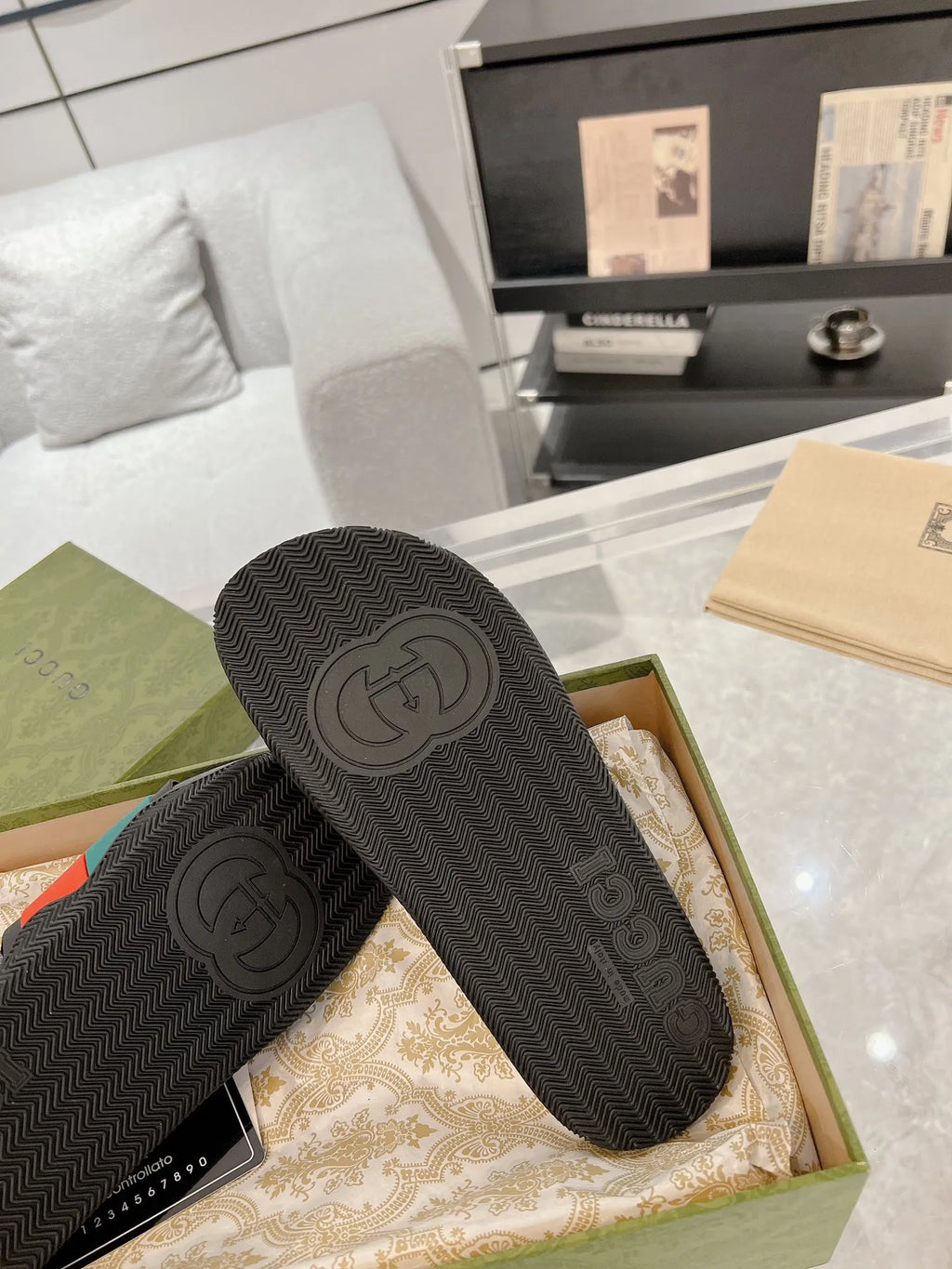 Gucci GG Black Green Red Slides