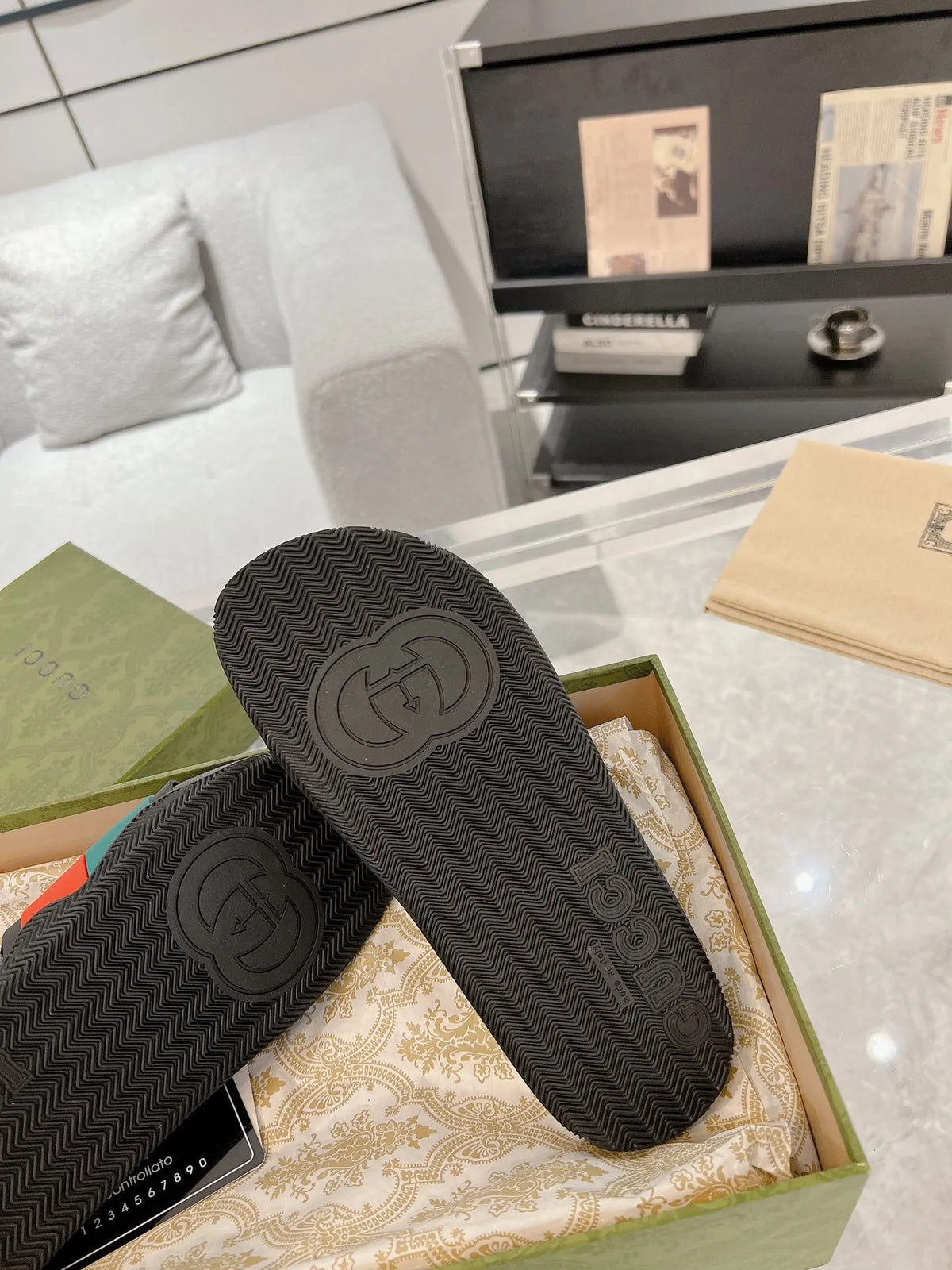 Gucci GG Black Green Red Slides