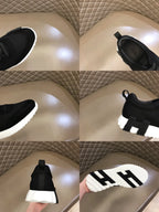 Hermes H Black White Mesh Sneakers