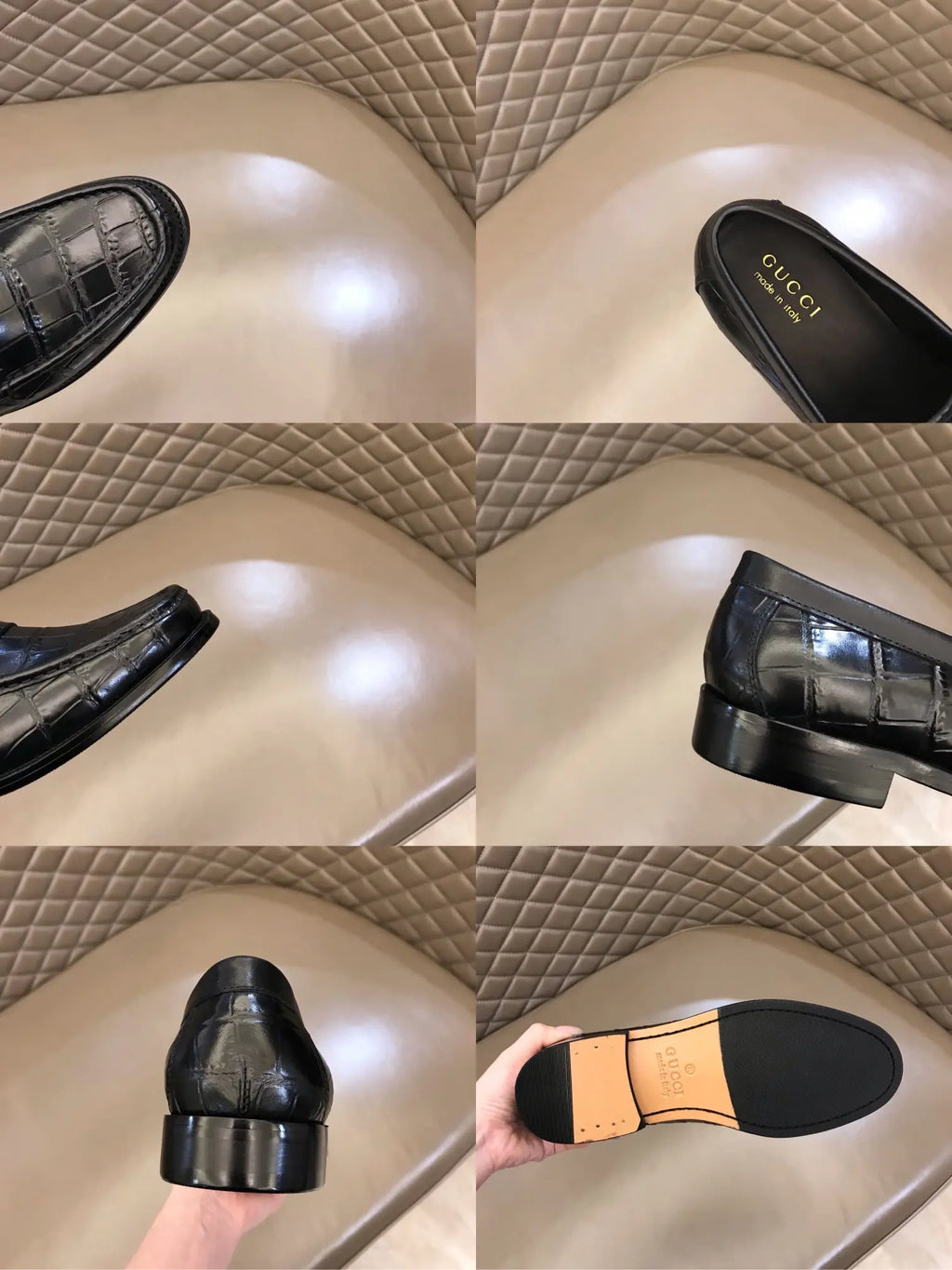 Gucci GG Horsebit Black Crocodile Loafers