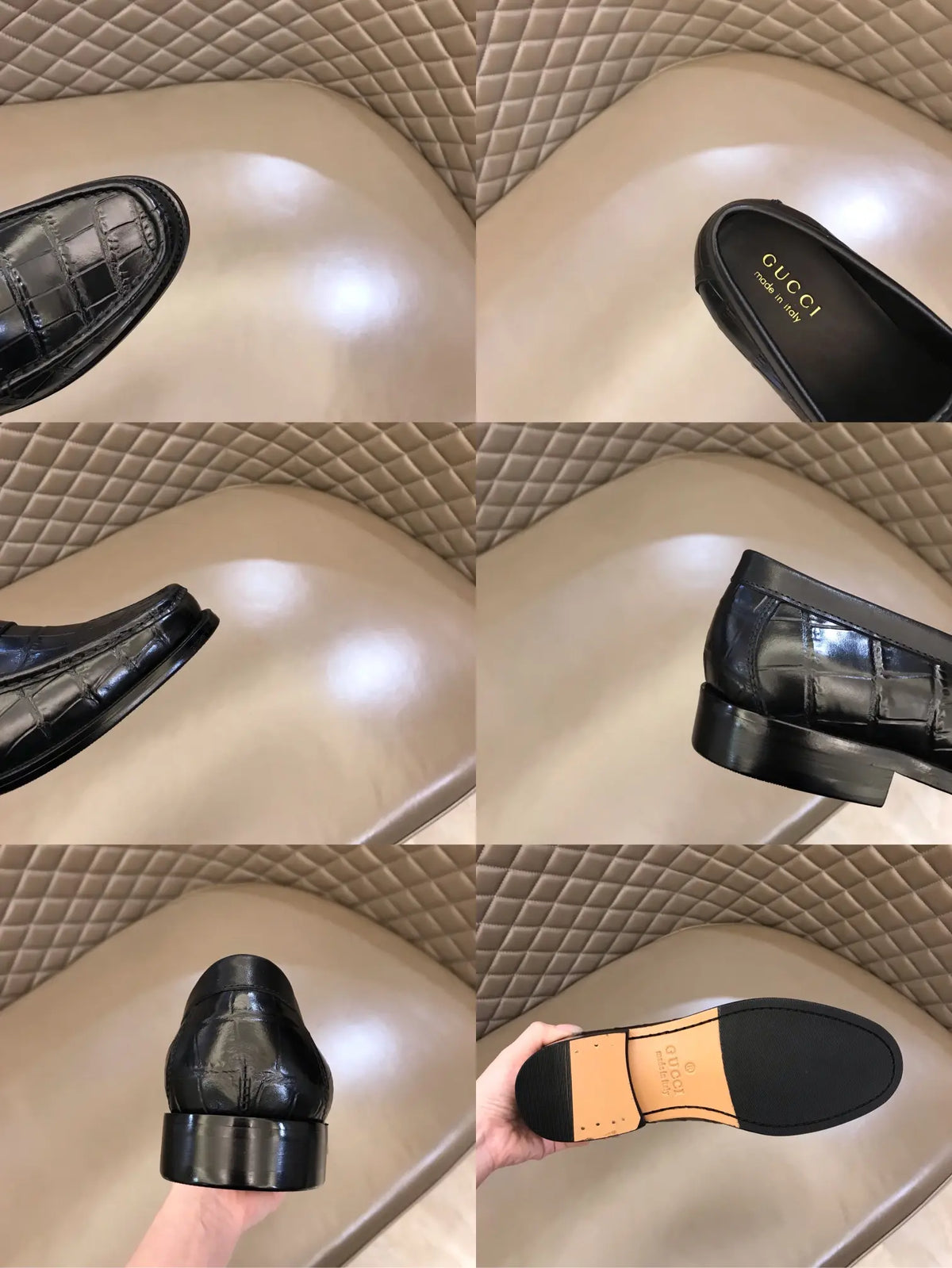 Gucci GG Horsebit Black Crocodile Loafers