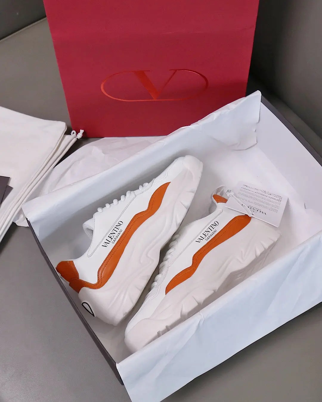 Valentino Garavani White Orange Sneakers