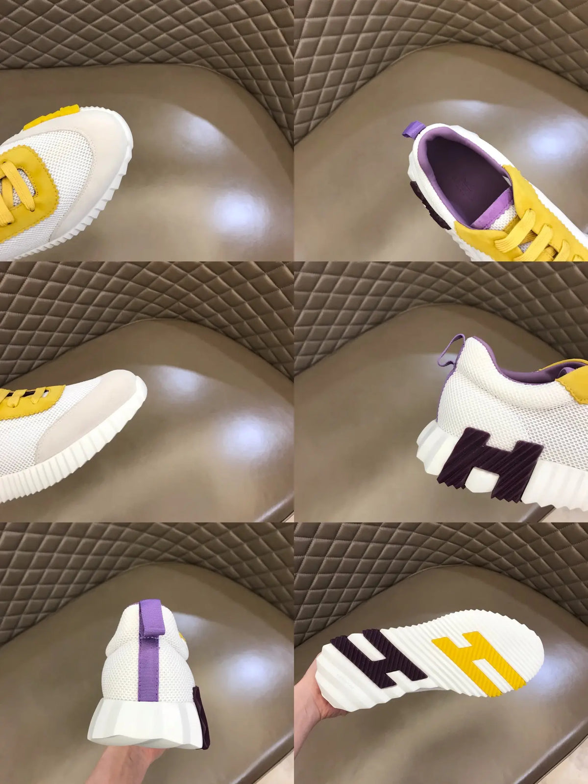 Hermes Bouncing White Yellow Purple Sneakers