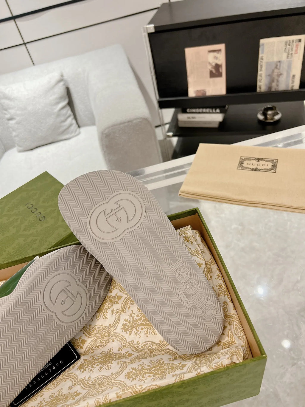 Gucci GG White Green Red Slides