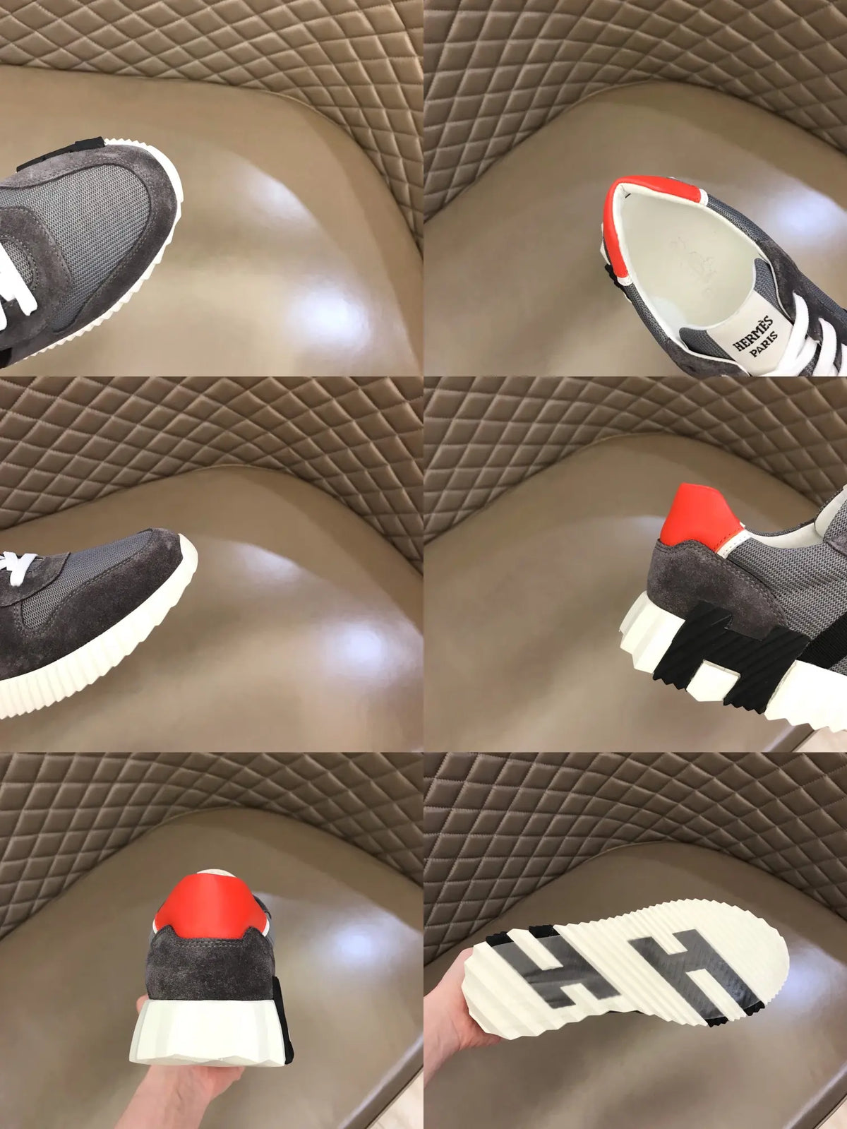 Hermes Bouncing Grey Black Orange Sneakers