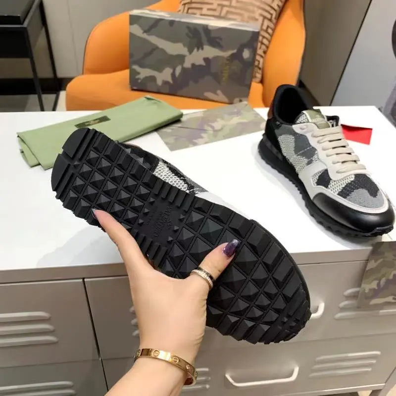 Valentino Rockrunner Black Grey Camo Sneakers
