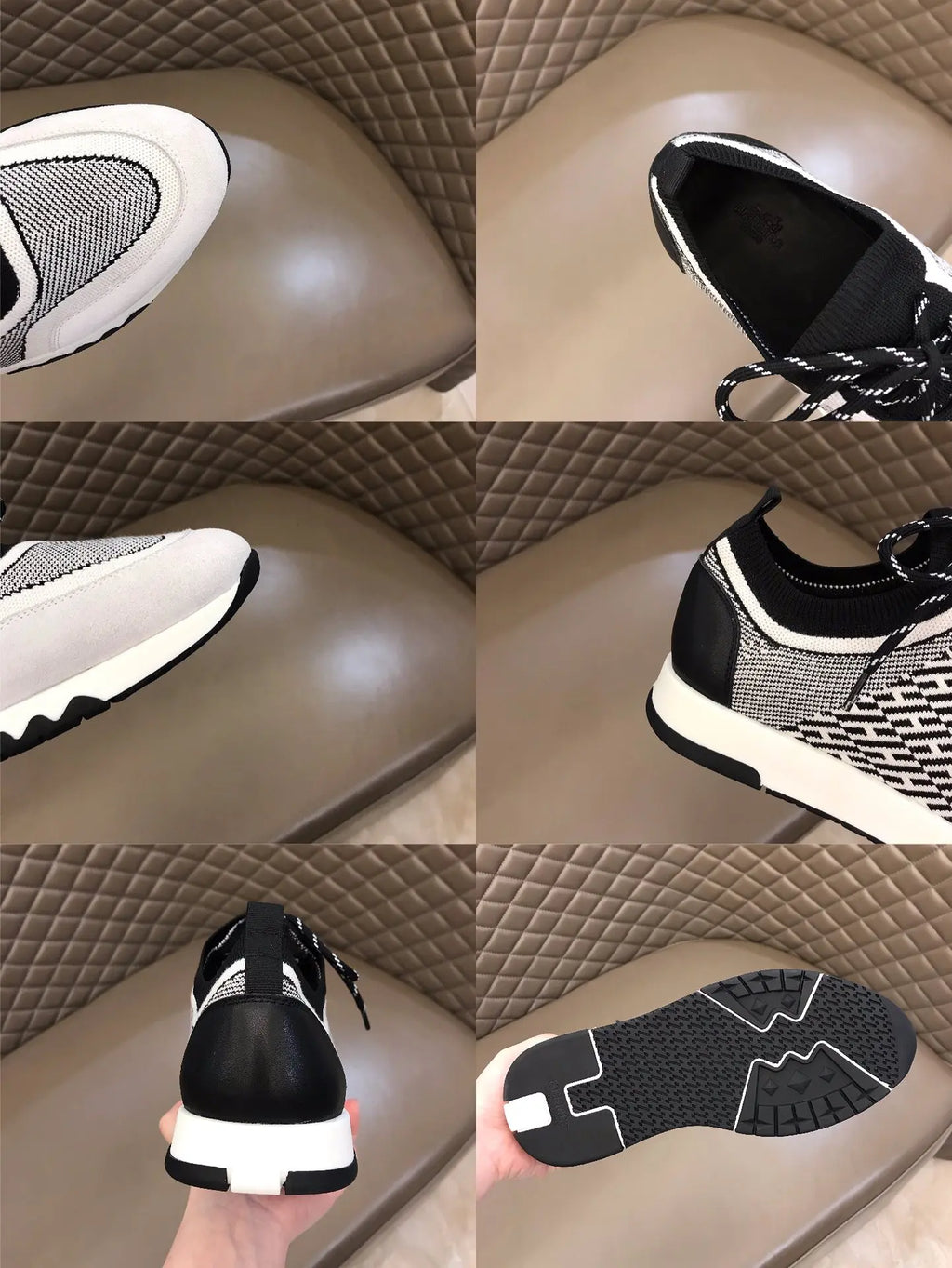 Hermes White Black Sneakers