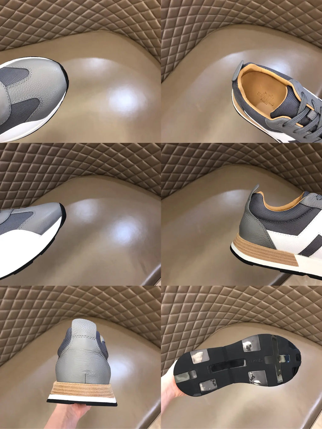Hermes Grey White Black Sneakers