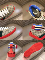 Gucci GG High Beige Red Blue Sneakers