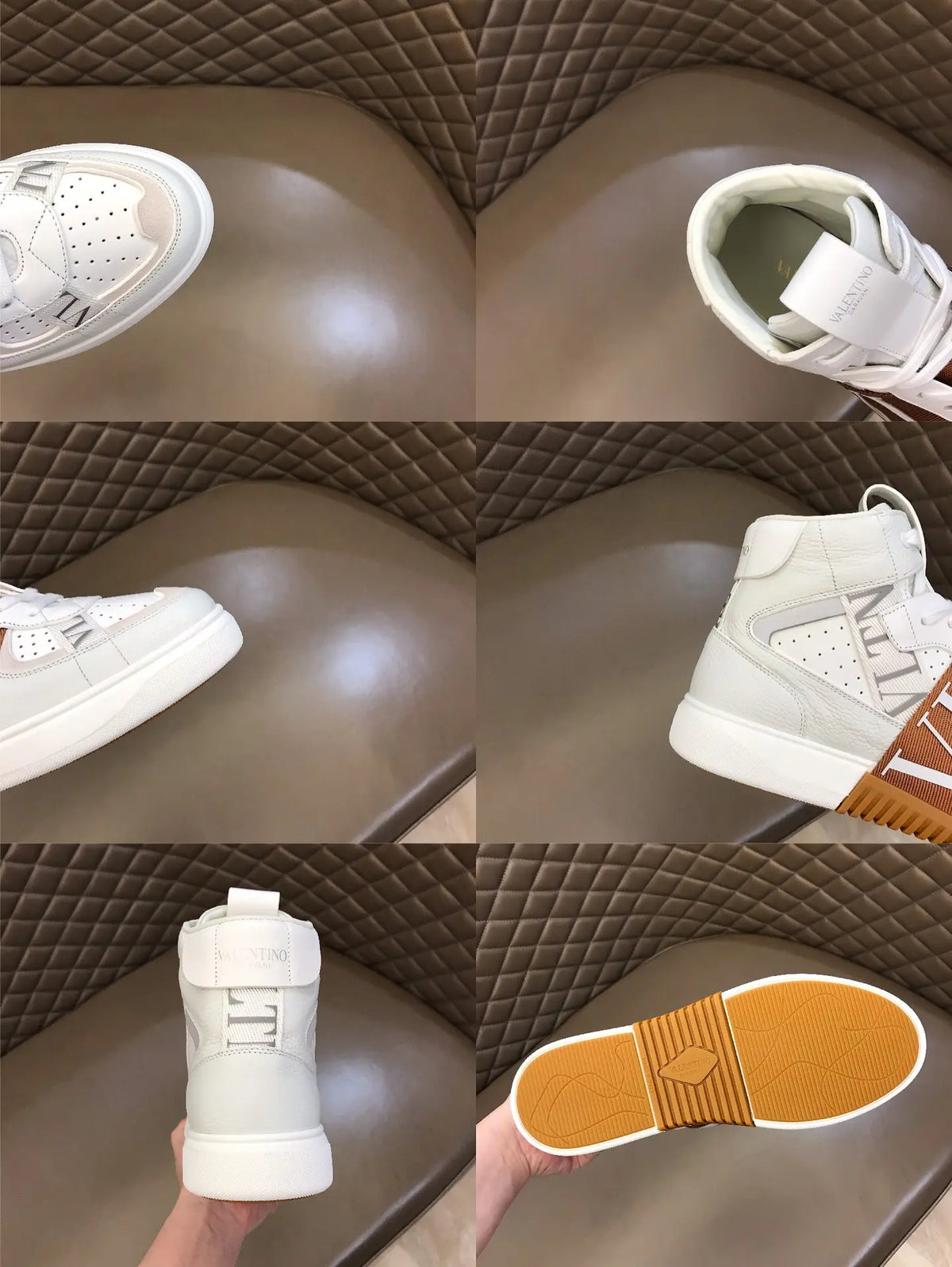 Valentino VN High White Brown Sneakers