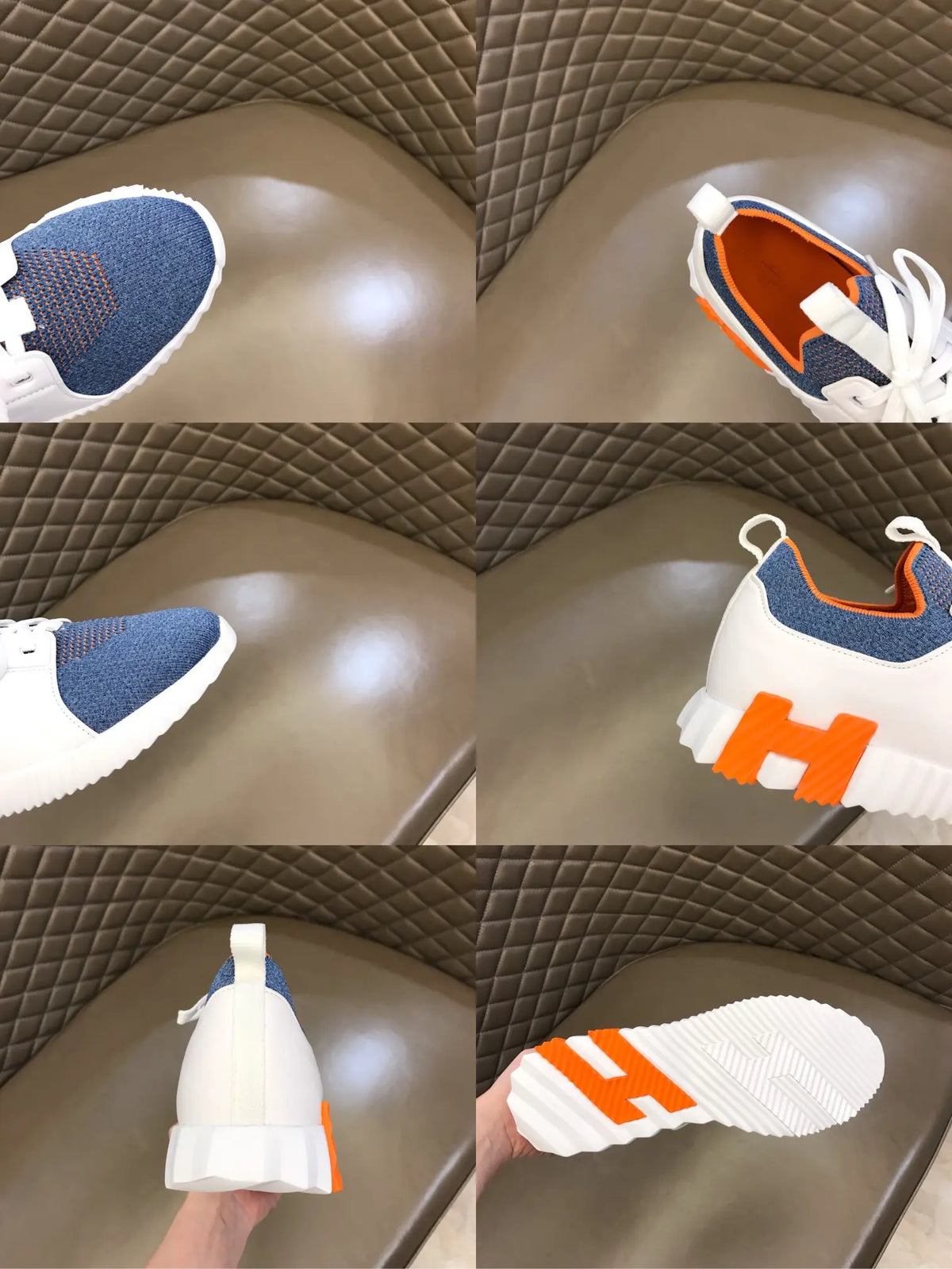 Hermes Paris White Blue Orange Sneakers