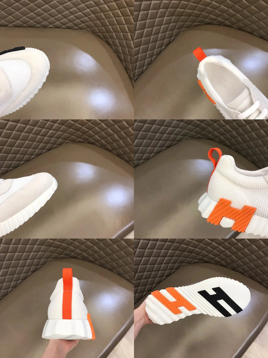 Hermes White Orange Black Sneakers