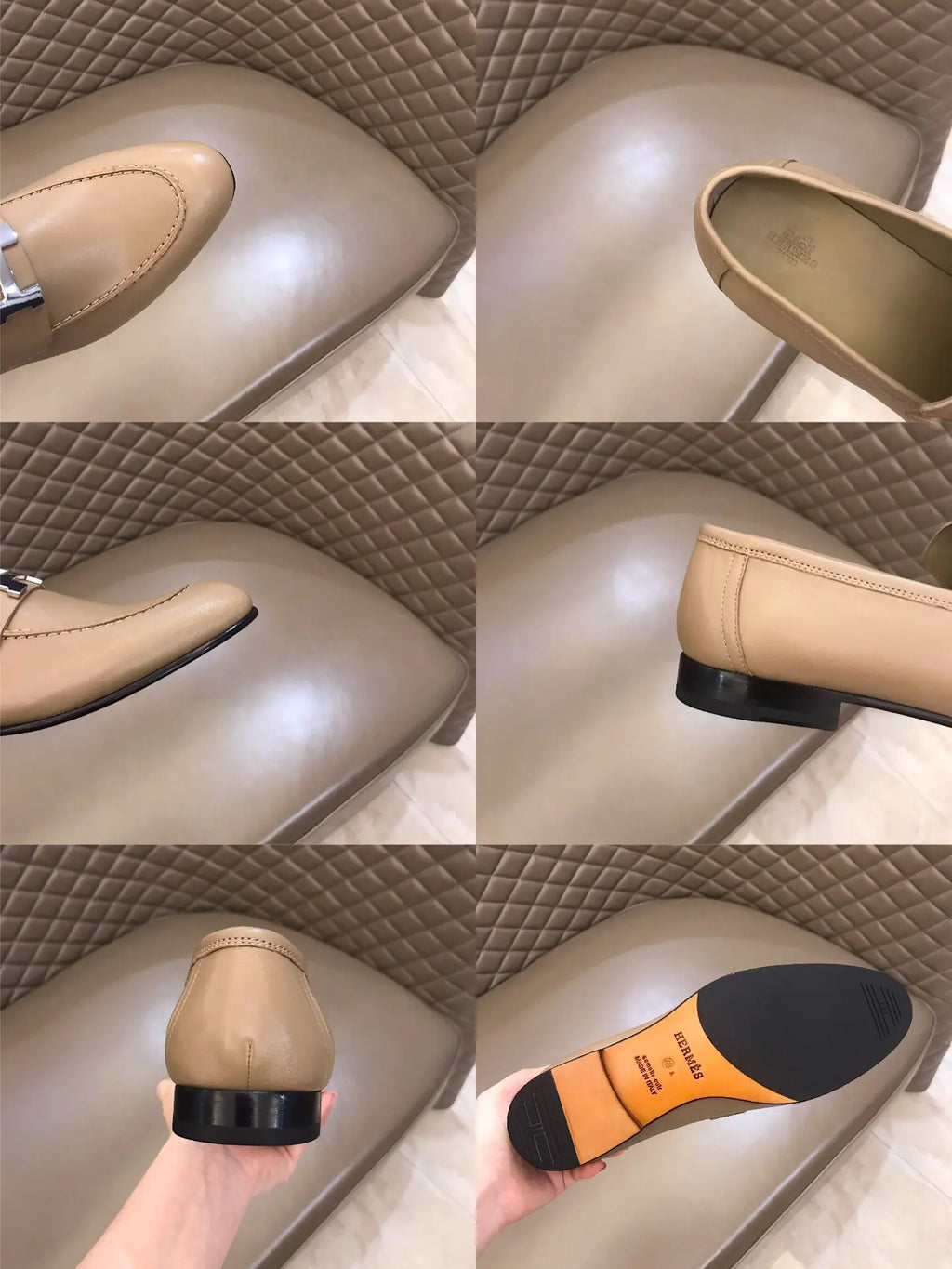 Hermes H Beige Loafers