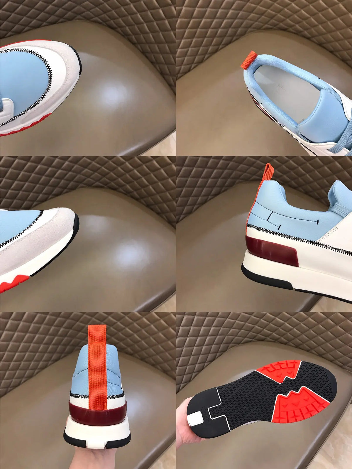 Hermes Light Blue White Red Black Sneakers