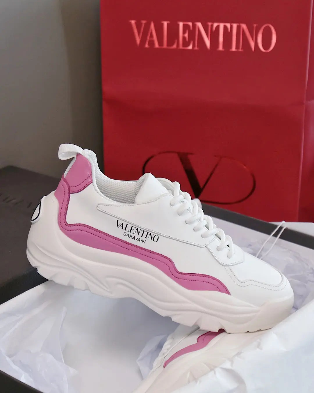Valentino Garavani White Pink Sneakers