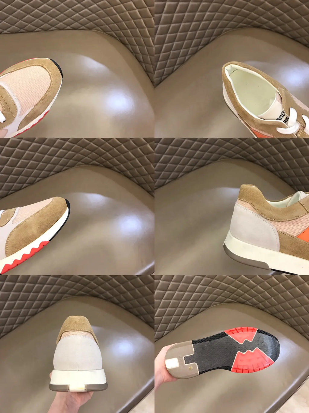 Hermès Beige Light Pink Orange Sneakers
