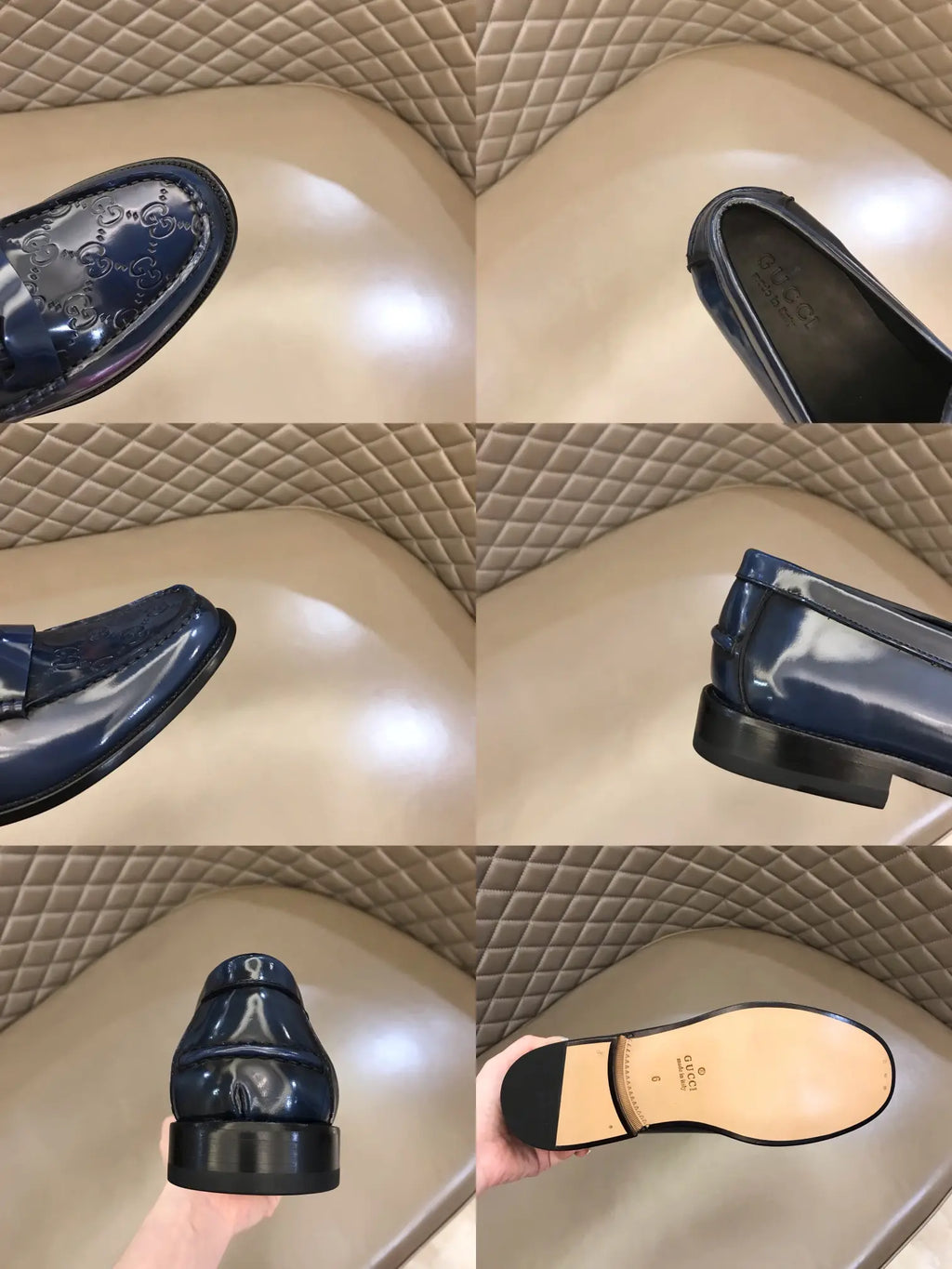 Gucci GG Blue Patent Leather Loafers