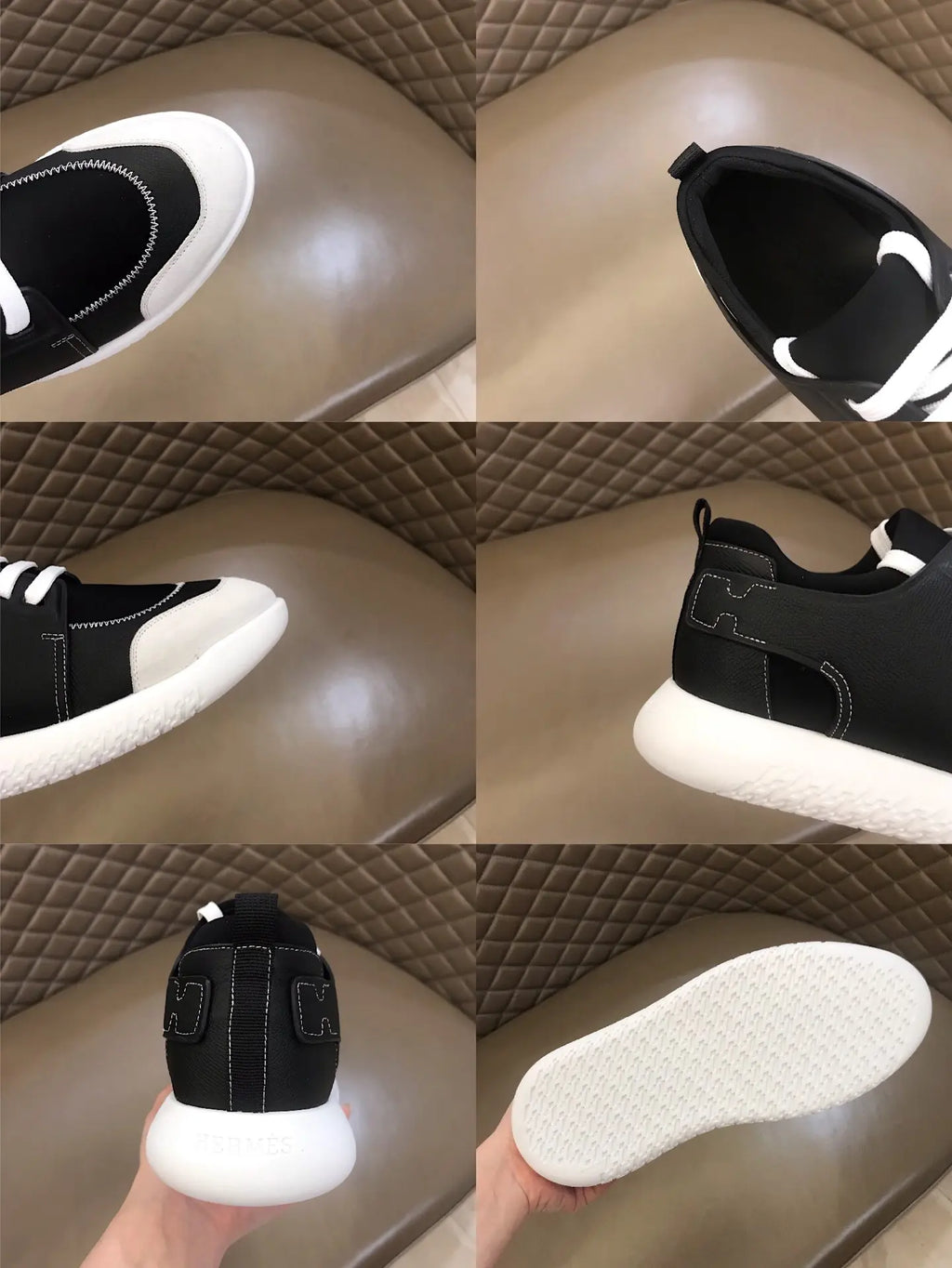 Hermes Paris Black White Sneakers