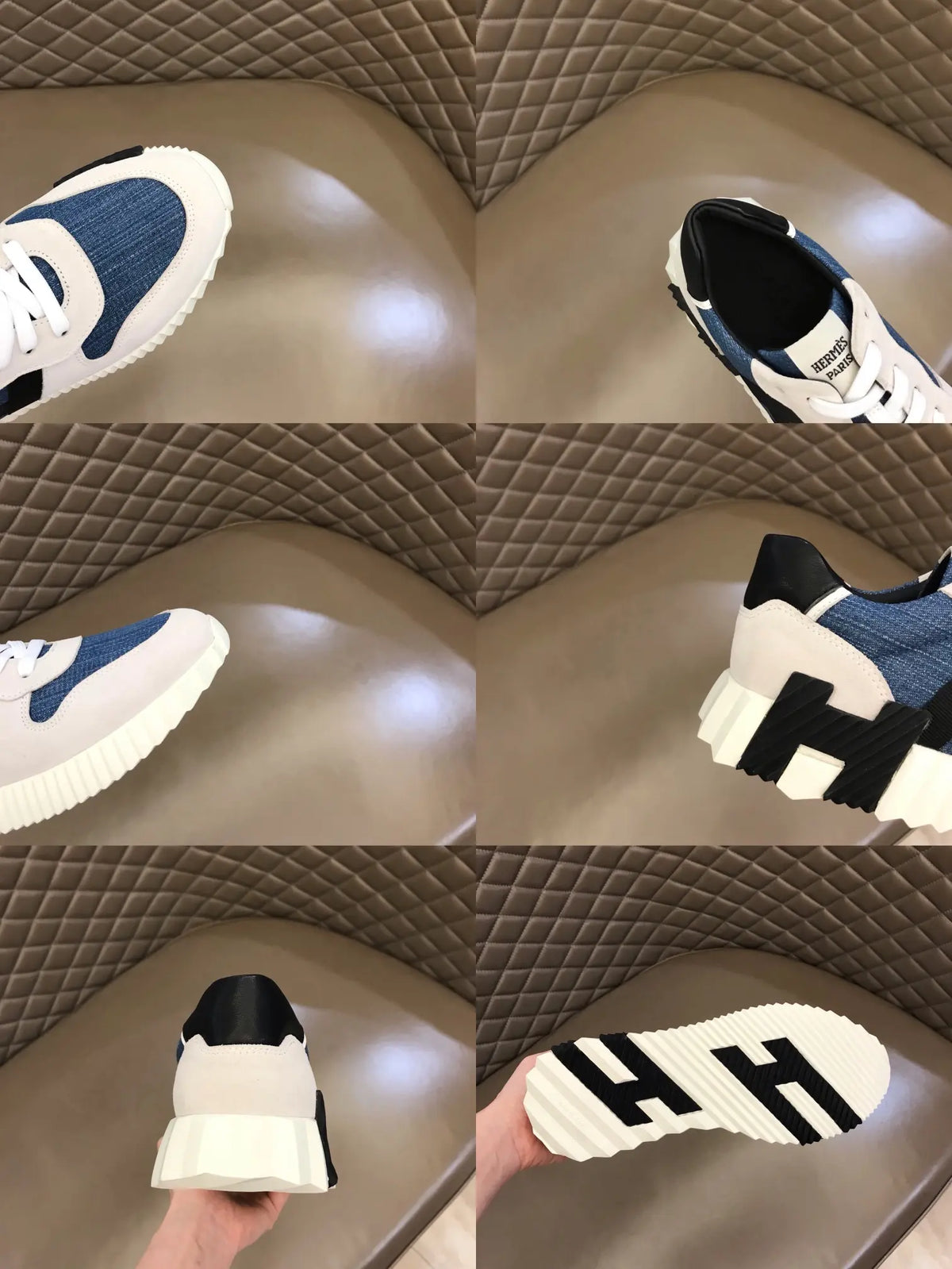 Hermes White Blue Black Sneakers