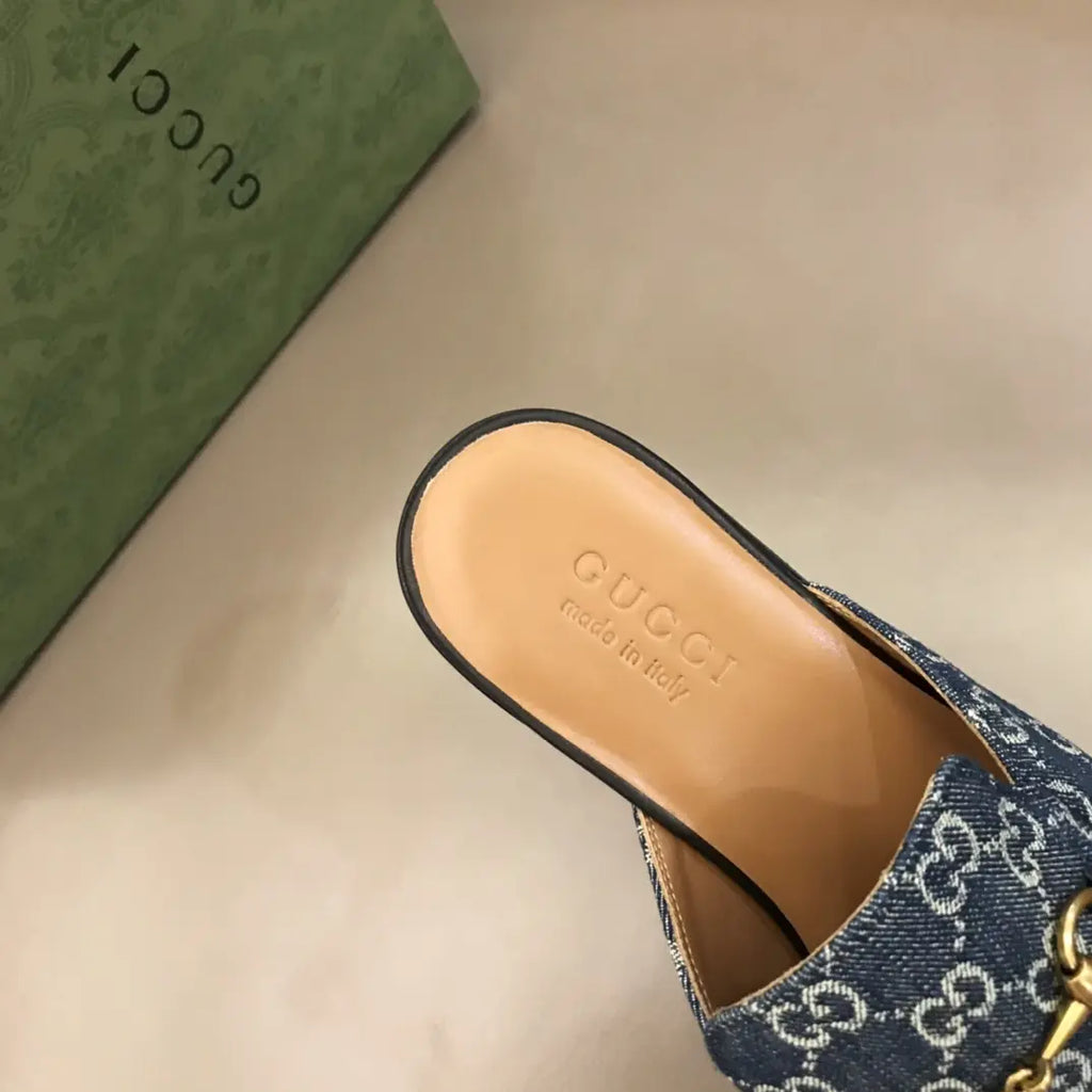 Gucci Horsebit GG Supreme Blue Mules