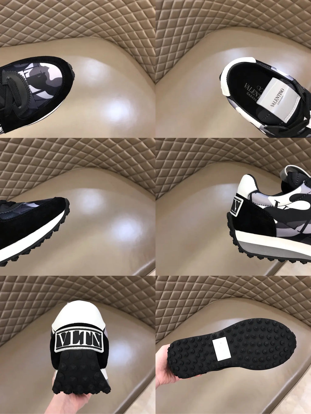 Valentino Garavani Black White Gray Sneakers