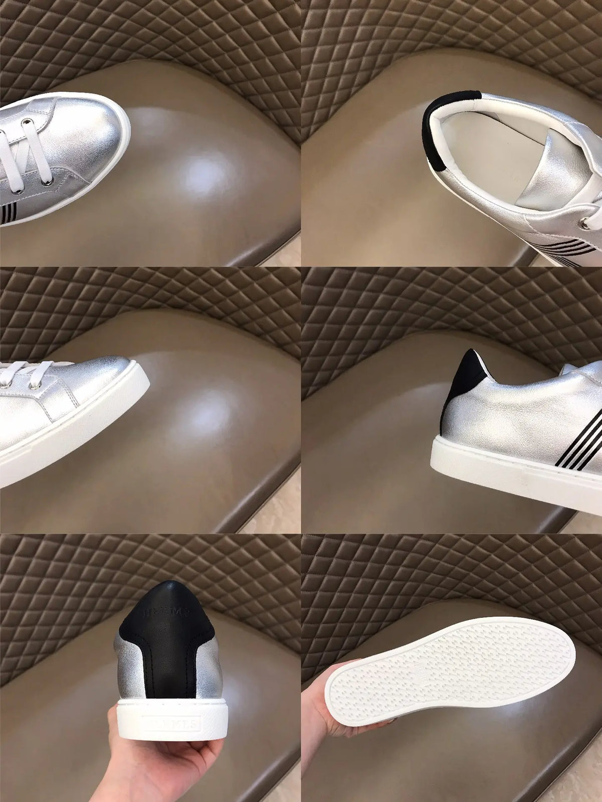 Hermes Silver Black Low Top Sneakers