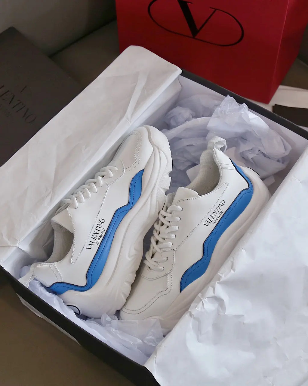 Valentino Garavani White Blue Sneakers