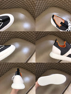 Hermes Paris Black White Orange Sneakers