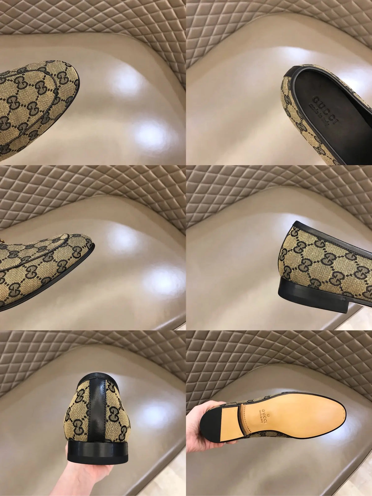 Gucci Horsebit Beige Brown GG Loafers