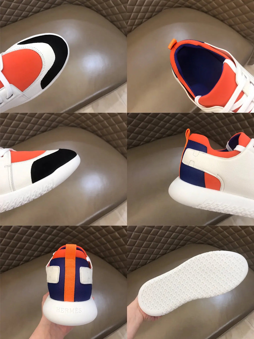 Hermès White Orange Black Blue Sneakers