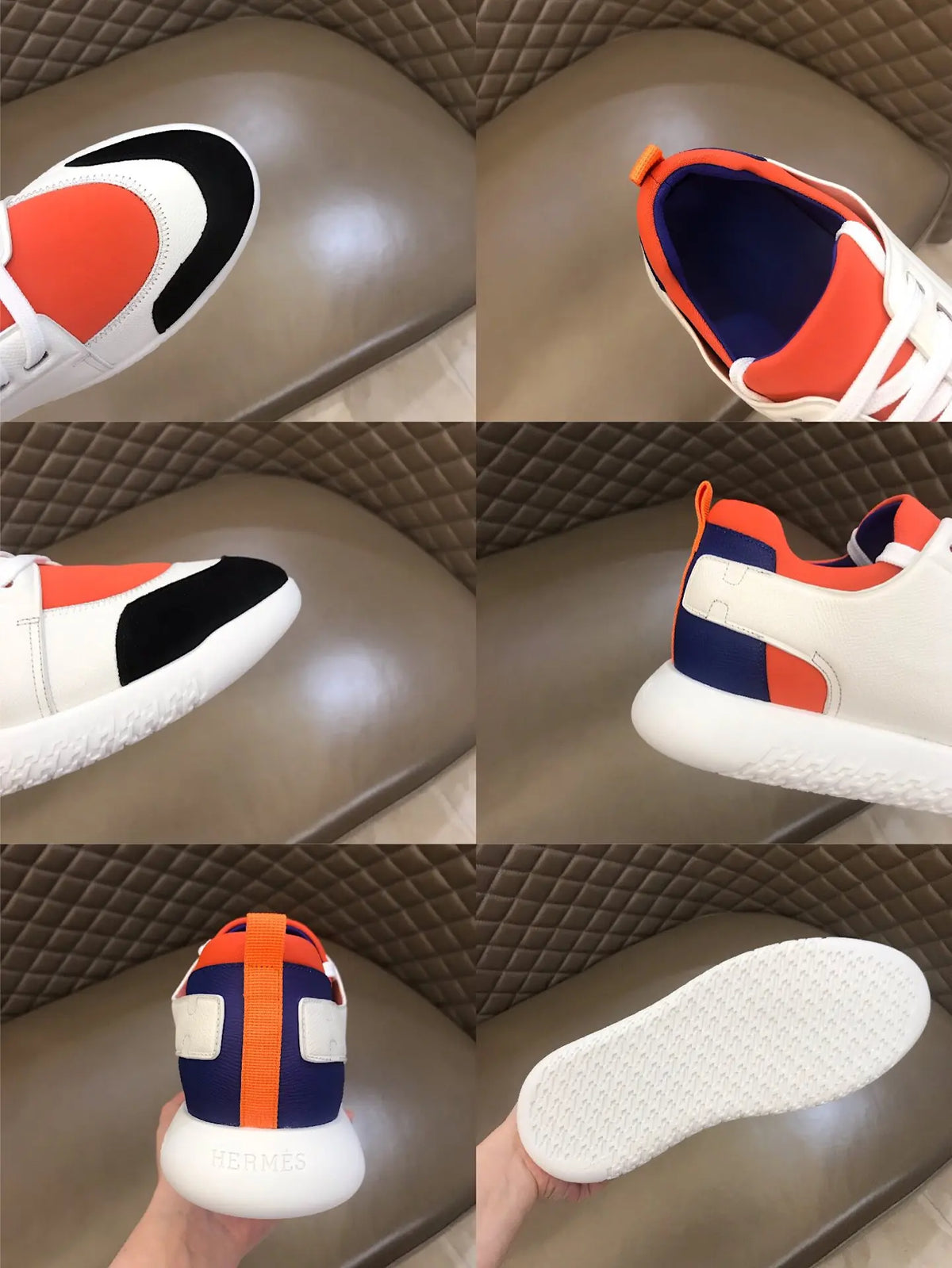 Hermès White Orange Black Blue Sneakers