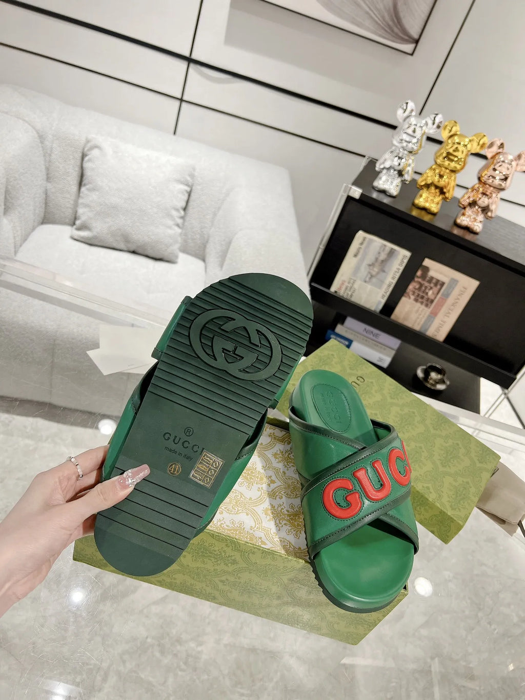 Gucci Logo Green Red Slides